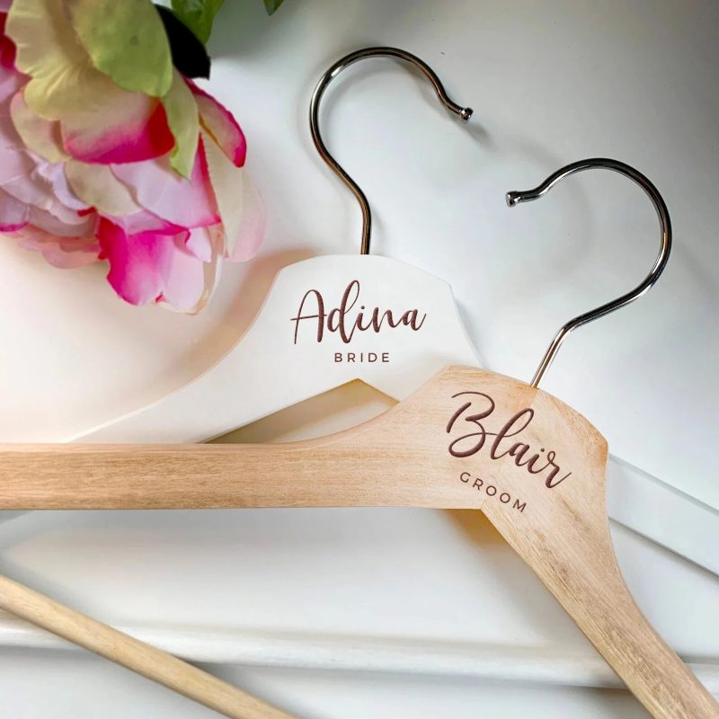 Personalized Bridesmaid Dress Hangers | Wooden Wedding Dress Hanger | Bridal Dress Hanger | Custom Bridesmaid Gift