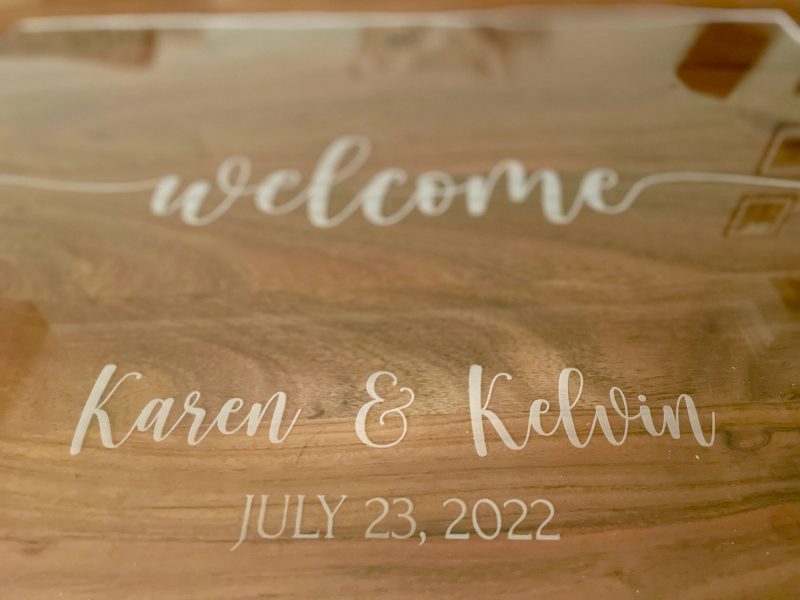 Acrylic Welcome Sign | Laser Engraved Clear Cast Acrylic Customized Wedding Guest Display - Image 4