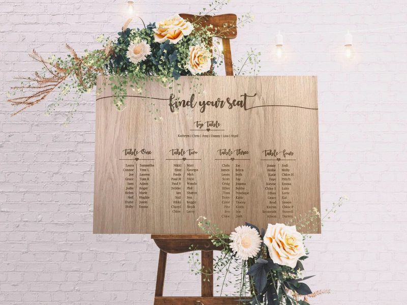 Wooden Wedding Seating Chart | Laser engraved customized wedding seating chart