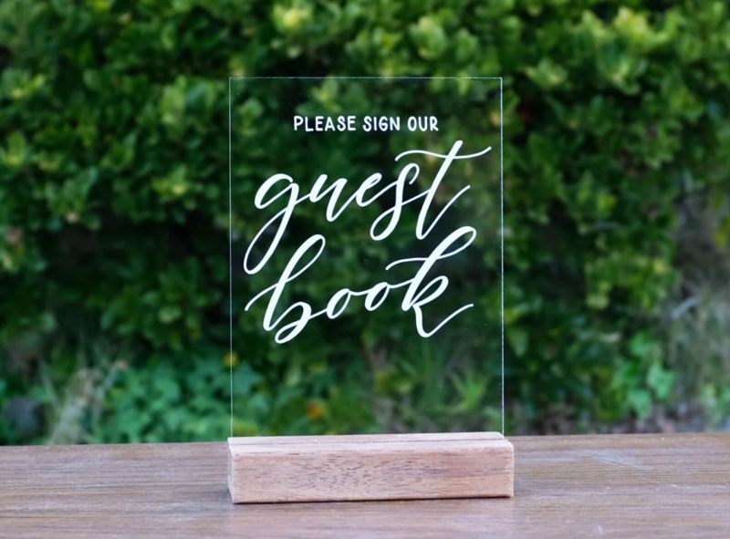 Acrylic Wedding Guest Book Sign | Personalized Sign Our GuestBook Display - Image 2