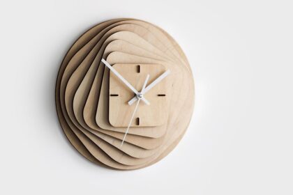 Round to Square Wooden Wall Clock
