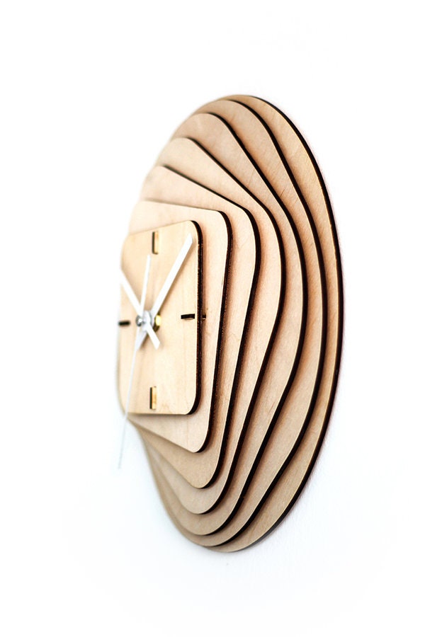 Round to Square Wooden Wall Clock – photo 2