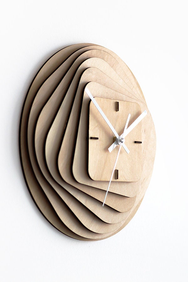 Round to Square Wooden Wall Clock – photo 3